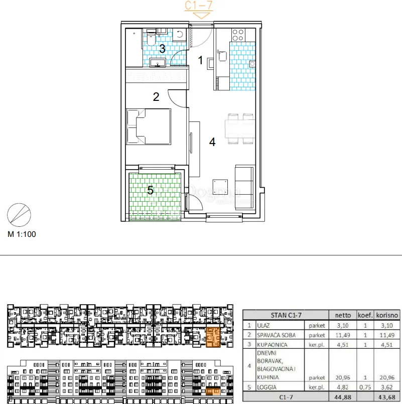 velika gorica, novogradnja, dvosoban stan 43.68 m2, 1.kat - slika 13