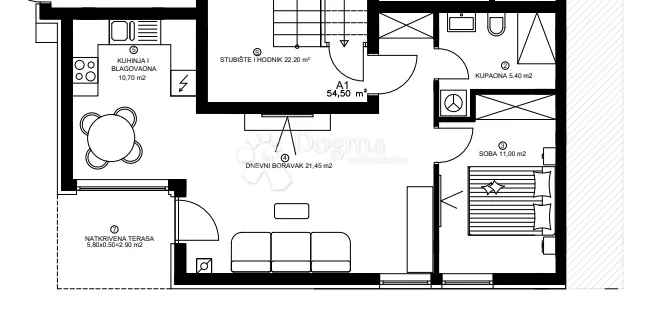 novoradnja valmade netto 54,50 m2 - zgrada n, stan a1 - slika 2