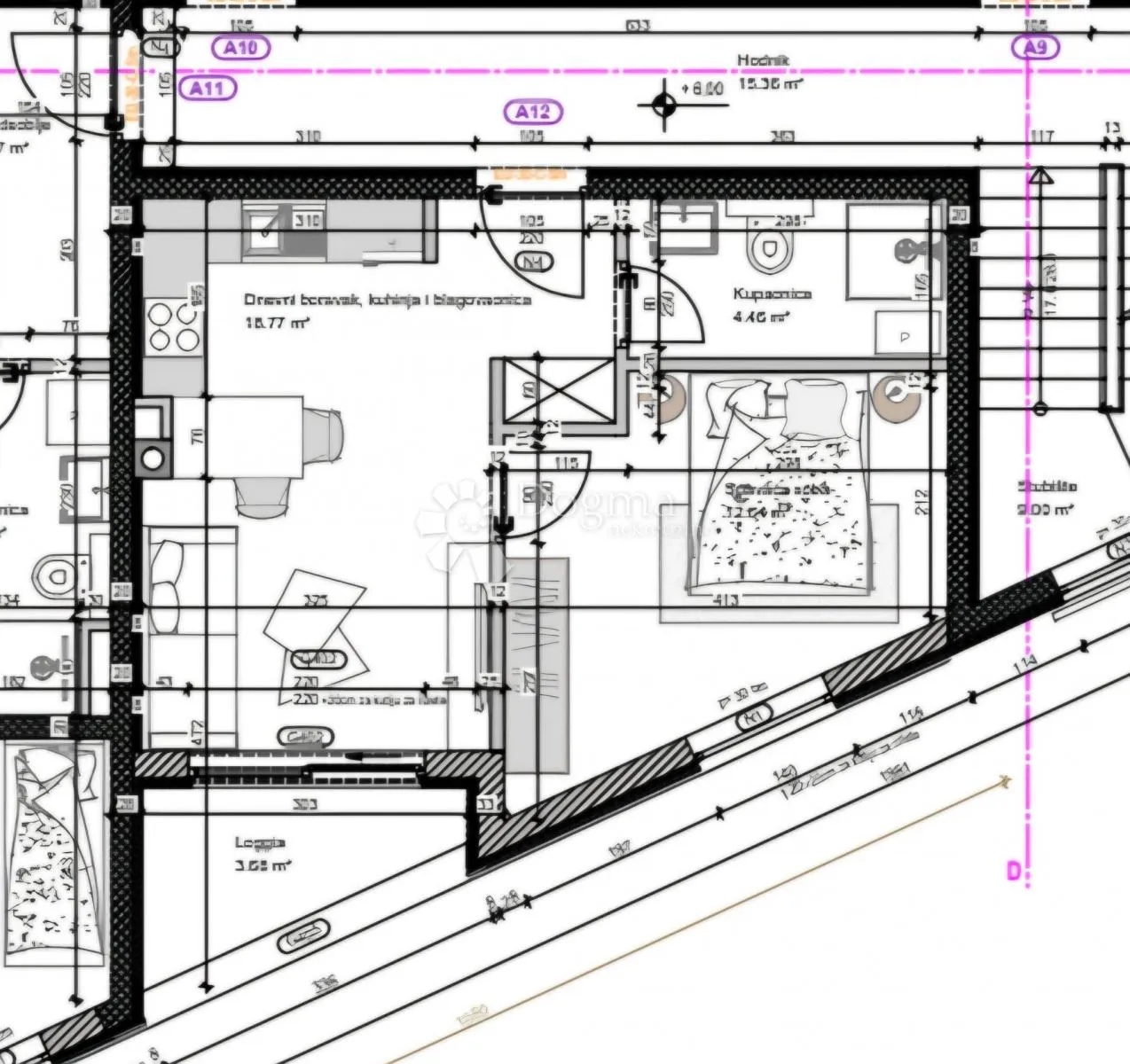 novogradnja pula centar - 44 m2, 1s+db, 3. kat a13 - slika 9