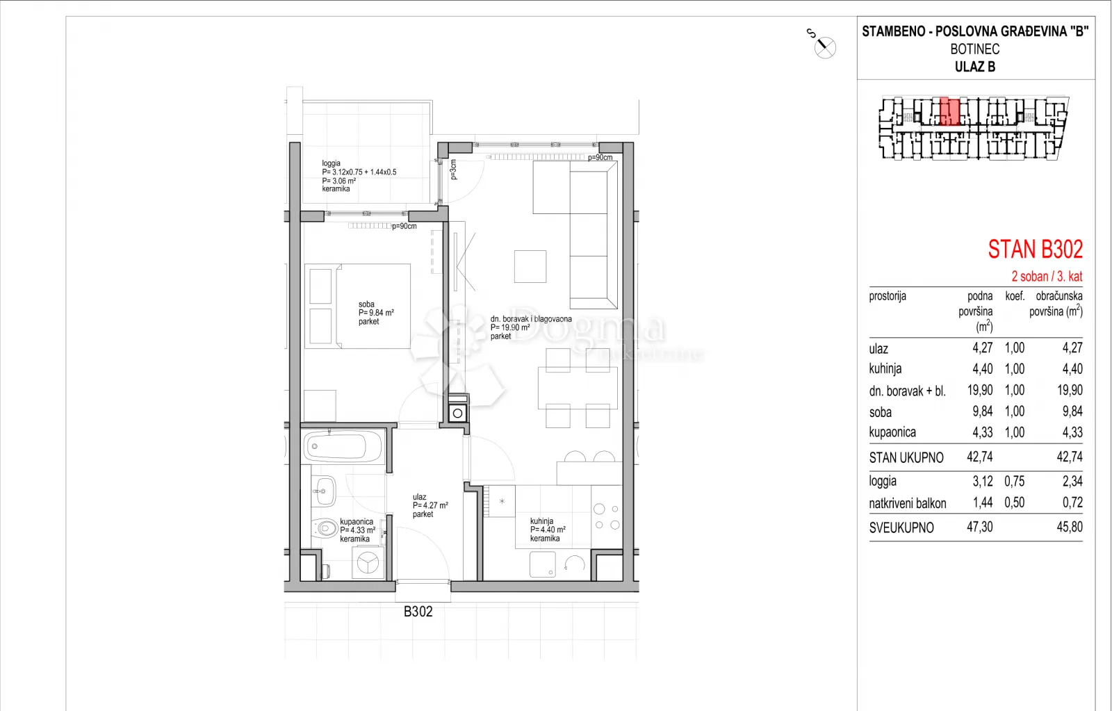 botinec - novogradnja, dvosoban stan 45,80 m2, 3.kat - slika 8