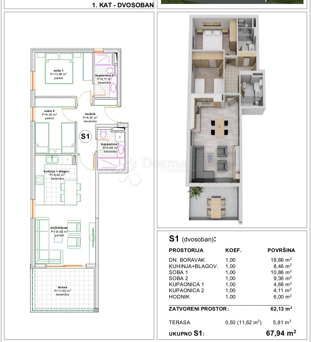 makarska novogradnja 3soban 68m2 (2min. pješke od mora) - slika 2