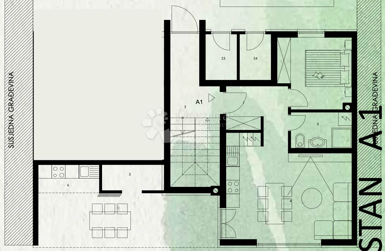 a1 stan u prizemlju 48.70 m2, novogradnja zgrada b - slika 2