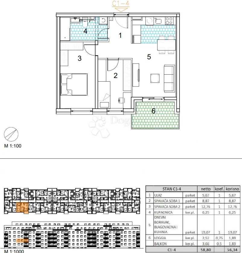 velika gorica, novogradnja, trosoban stan 56.34 m2, 1.kat - slika 13