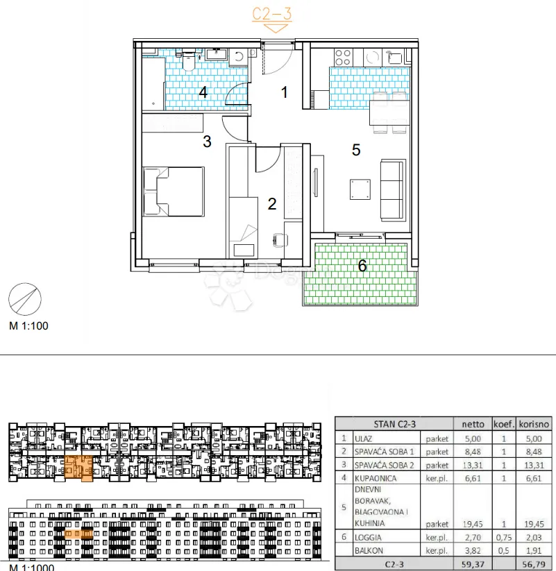 velika gorica, novogradnja, trosoban stan 56.79 m2, 2.kat - slika 13