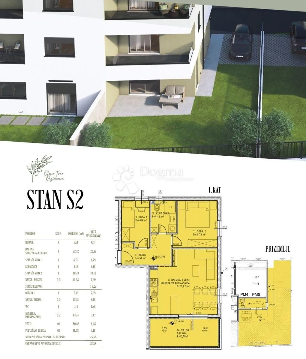 dvosoban stan na prvom katu s vrtom u kaštel starom! - slika 1