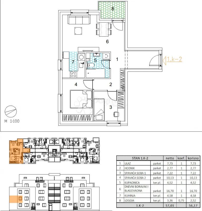 velika gorica, novogradnja, trosoban stan 56,17 m2, 1.kat - slika 9