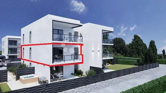 moderan dvosoban stan na prvom katu s pogledom na more - slika 1