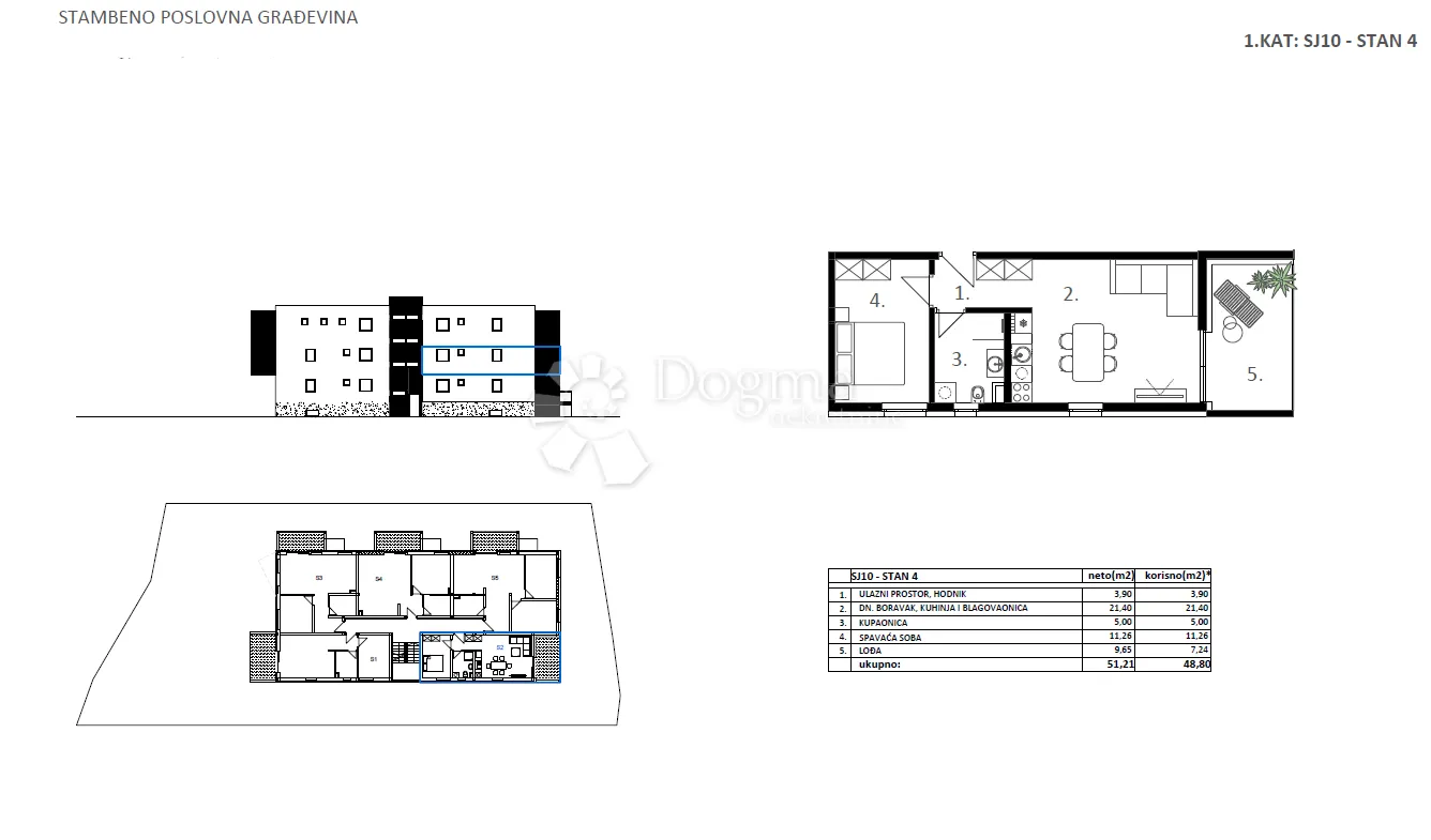 novogradnja vodice - sj 10, stan 4 - 48,80 m² - slika 2