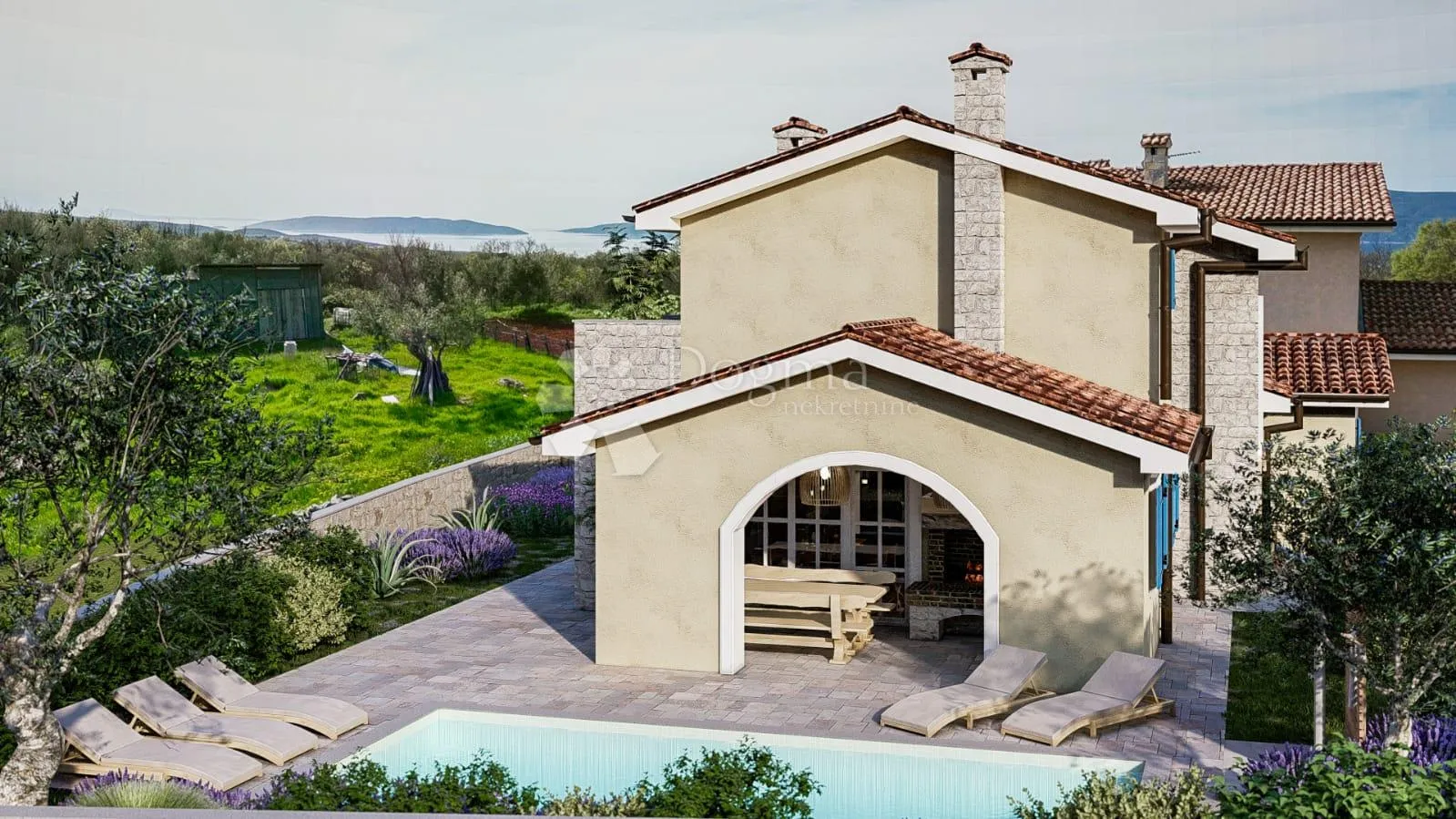 okolica krka - novogradnja u mediteranskom stilu s bazenom - slika 15