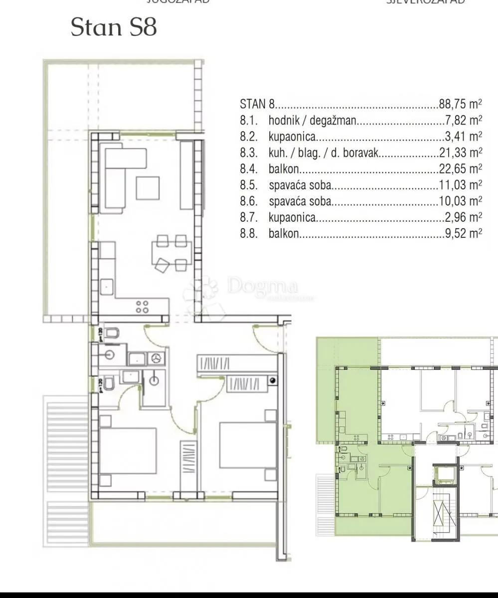 penthouse s8 u ninu, 100 m od mora, krovna terasa - slika 16