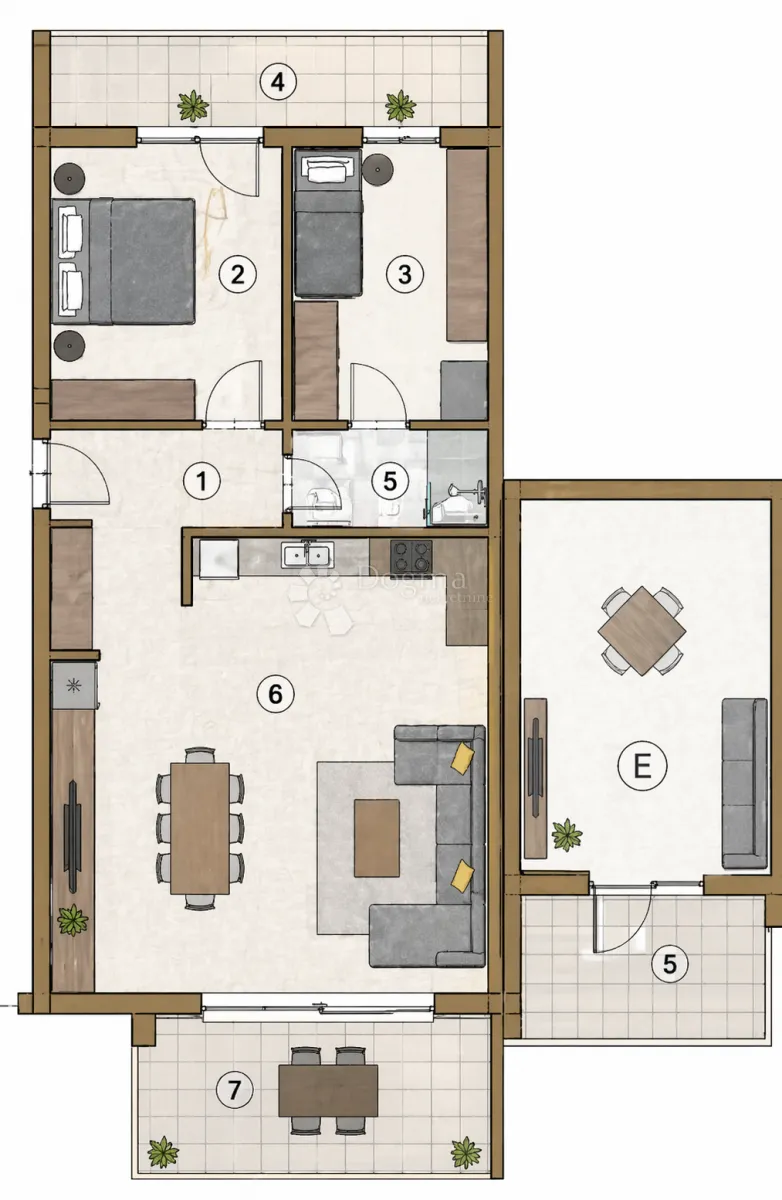 2s+db, 2. kat u novogradnji - 1 km od mora - 80.51 m2 - slika 2