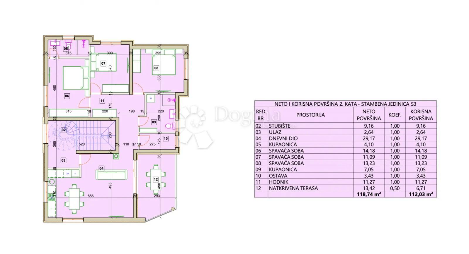 vodice - novogradnja trosobni stan s3 sa krovnom terasom - slika 7