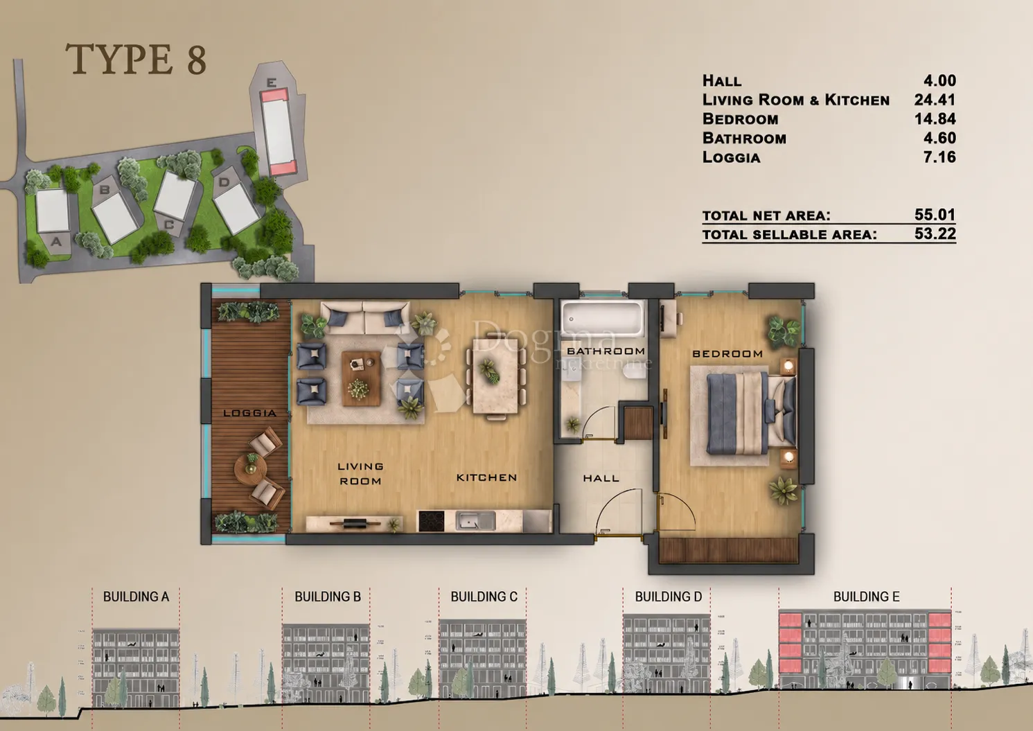 novogradnja, jednosoban stan, 53.22 m², 3. kat (8-e18) - slika 9