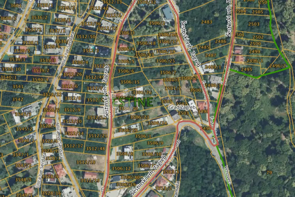Šestinski Vrh, građevinsko zemljište 1230 m2 - Zagreb