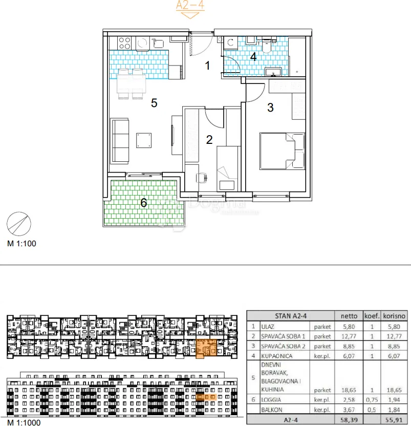 velika gorica, novogradnja, trosoban stan 55.91 m2, 2.kat - slika 14