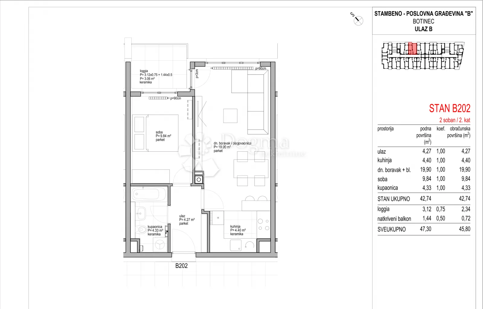 botinec - novogradnja, dvosoban stan 45,80 m2, 2.kat - slika 8