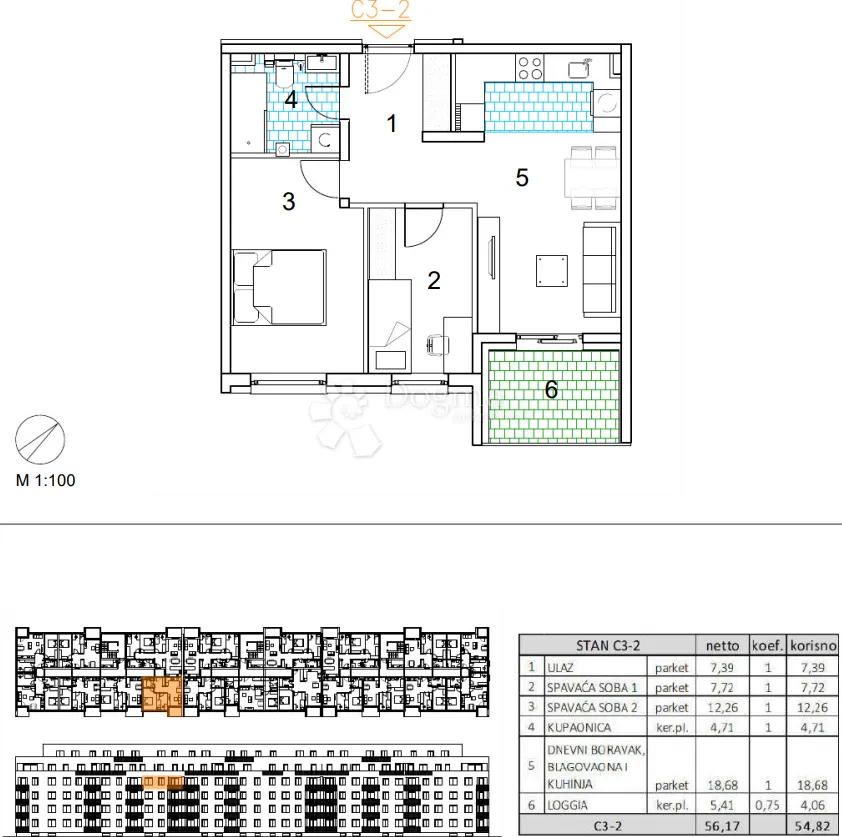 velika gorica, novogradnja, trosoban stan 54.82 m2, 3.kat - slika 13