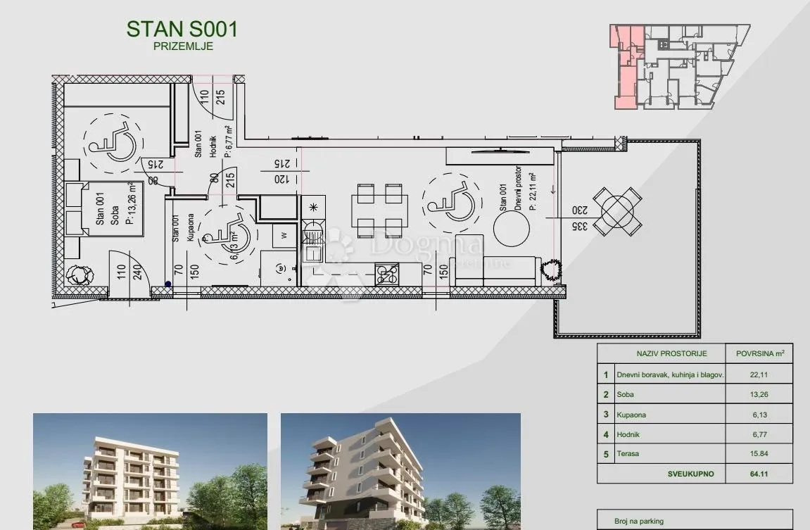 stan zamet bez stepenica jug balkon i pogled na more - slika 3