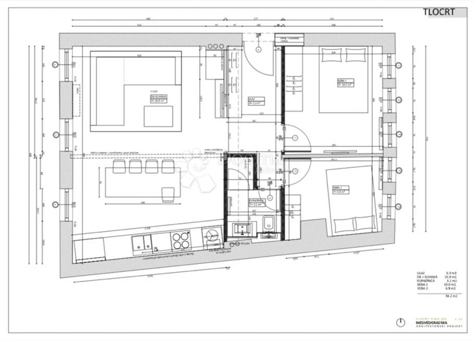 medvedgradska, rohbau stan od 63,85 m2 s projektom za 3soban - slika 12