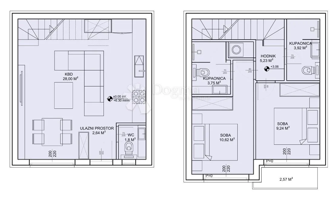 sv. petar na moru - s1 luksuzan dvoetažni stan s vrtom 79.80 m² - slika 13