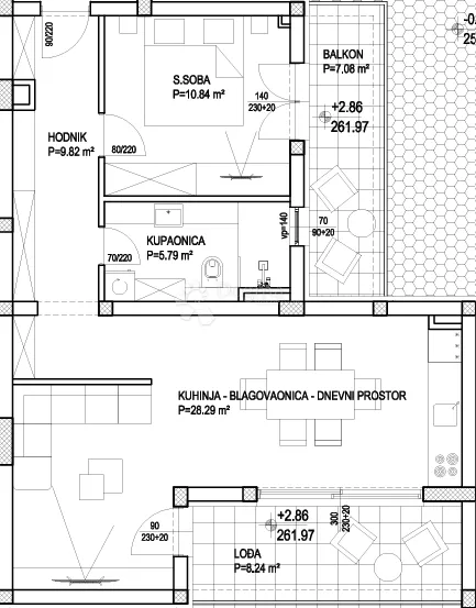 jednosoban stan u novogradnji – tugare, 62,69 m², prvi kat, balkon, privatni parking, mirna lokacija nadomak splita i omiša - slika 7