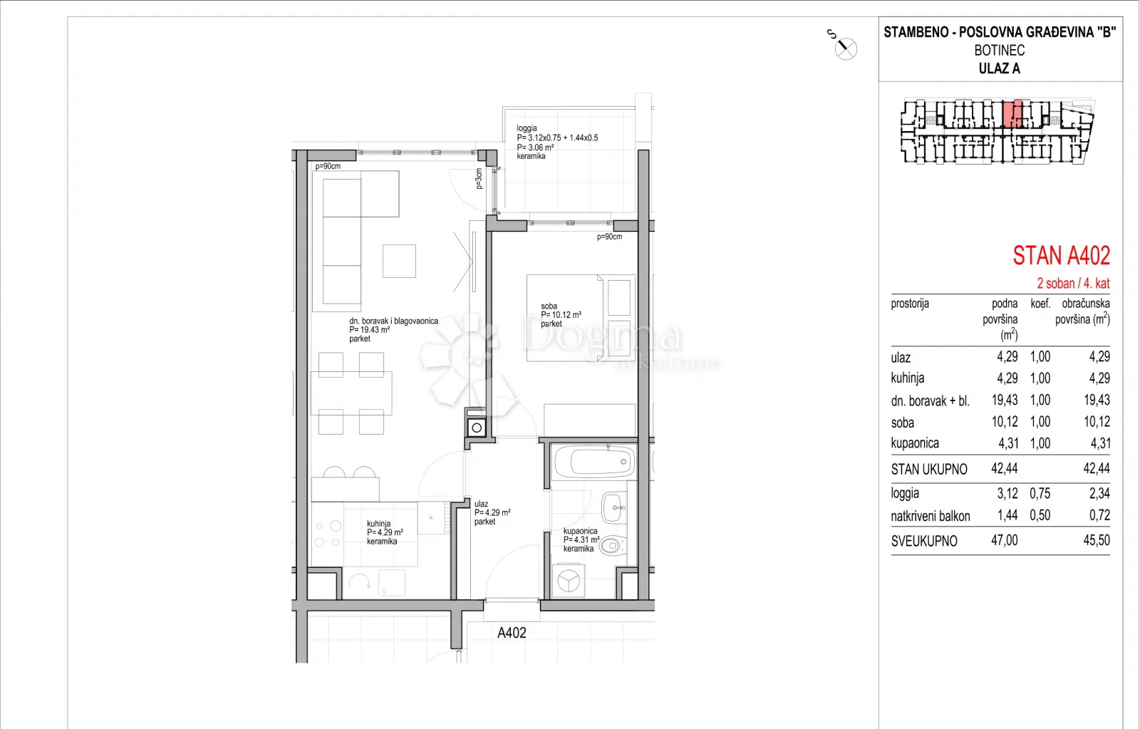 botinec - novogradnja, dvosoban stan 45,50 m2, 4.kat - slika 8