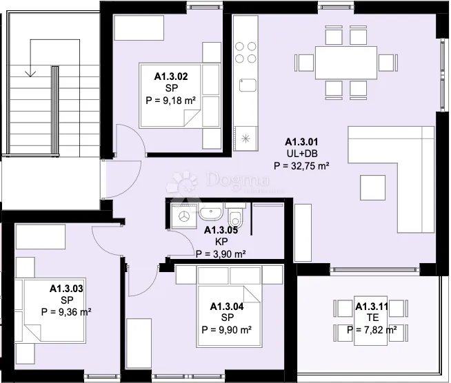 a1.3 – kaštel novi; novogradnja, 3s stan s balkonom (7,82 m²), pogled na more, parking, odlična lokacija - slika 7