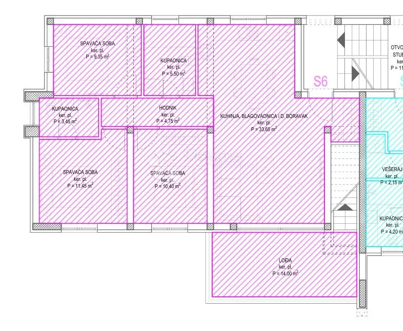 diklo (zadar) - stan s6 2. kat s pogledom na more, krovna terasa 98,25m2 - slika 12