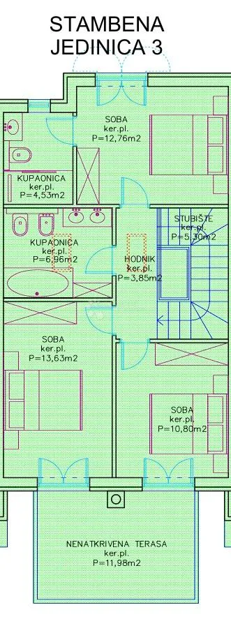 okolica barbana, kuća u nizu s bazenom 10 km do mora - slika 7
