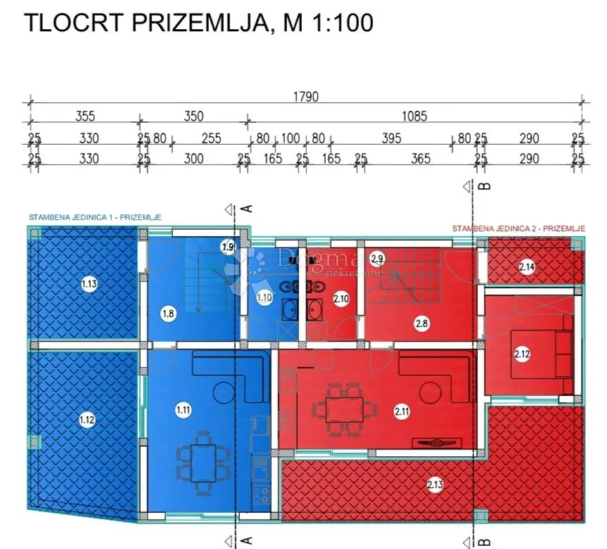 s1-novogradnja, vodice, dvojna kuća sa bazenom i pogledom na more - slika 6