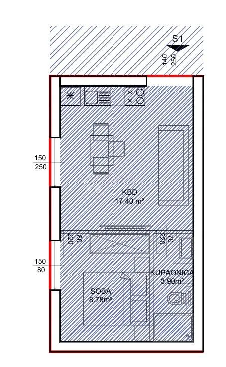 pakoštane - s1 prizemlje s vrtom površine 89,97 m2 - slika 2