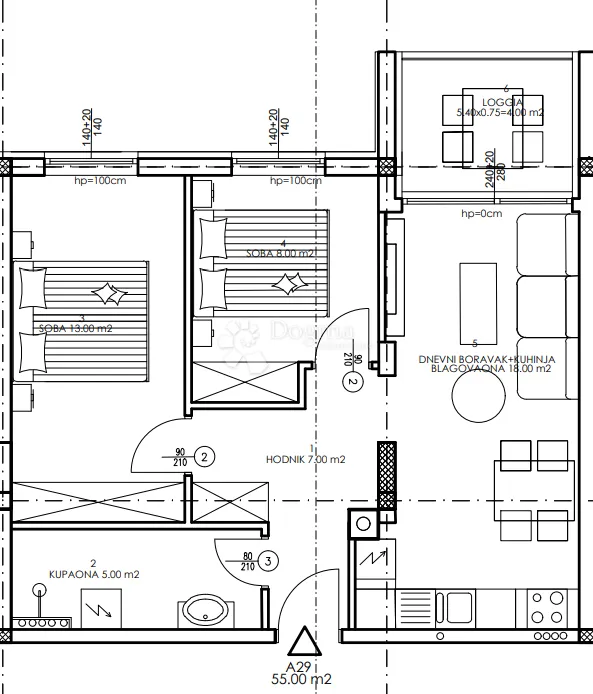 novogradnja veli vrh - 3. kat, 55 m2 (a29) - slika 2