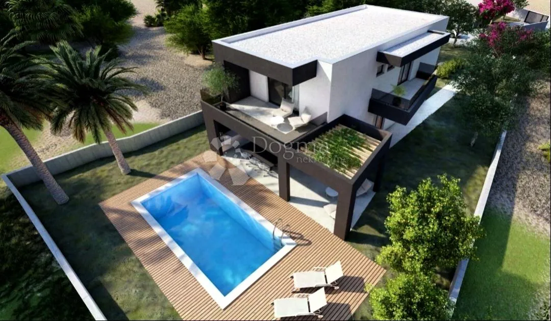 građevinsko zemljište s projektom, drugi red od mora, vinišće - slika 2