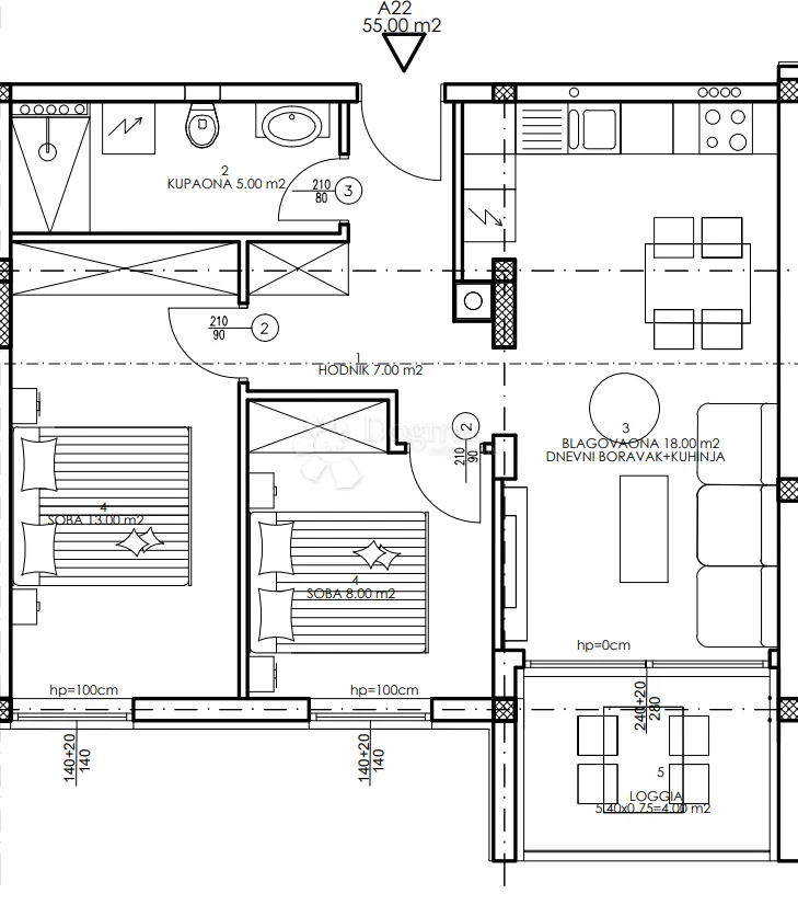 novogradnja veli vrh - 2. kat, 55 m2 (a22) - slika 3