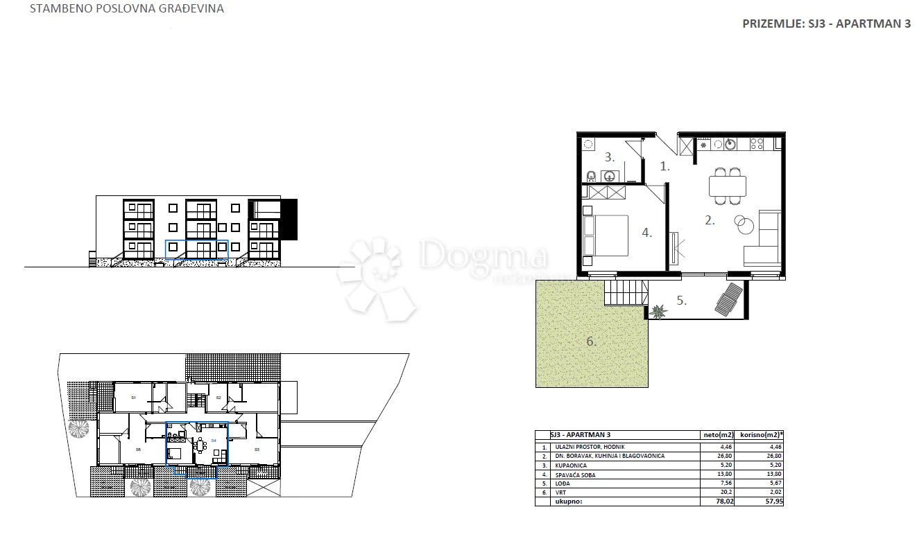 novogradnja vodice - sj 3, apartman 3 - 57,95 m² - slika 2