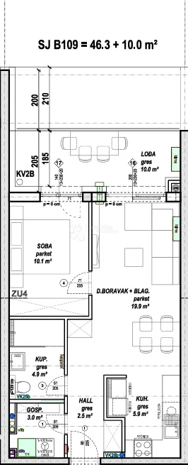 moderan 2-sobni stan 46,3 m² s velikom lođom (10 m²) – novogradnja - slika 6