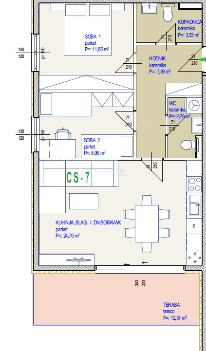 novogradnja seget donji, 2-sobni stan (cs-7) – 250m od mora! - slika 5