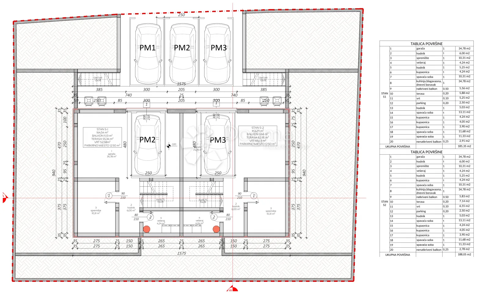 sutivan, moderna novogradnja, 2 stana po 180 m2 - slika 11