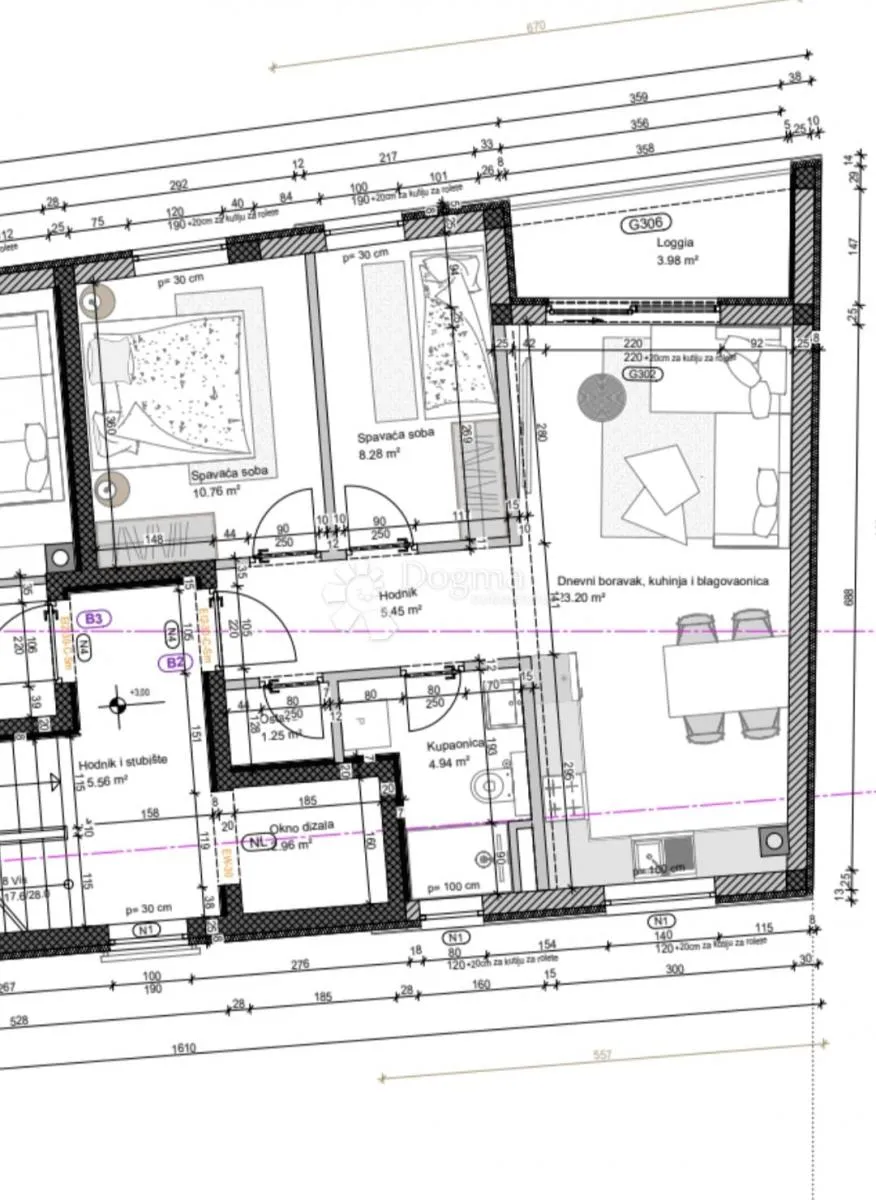 novogradnja pula centar - 57 m2, 2s+db, 1. kat b02 - slika 11