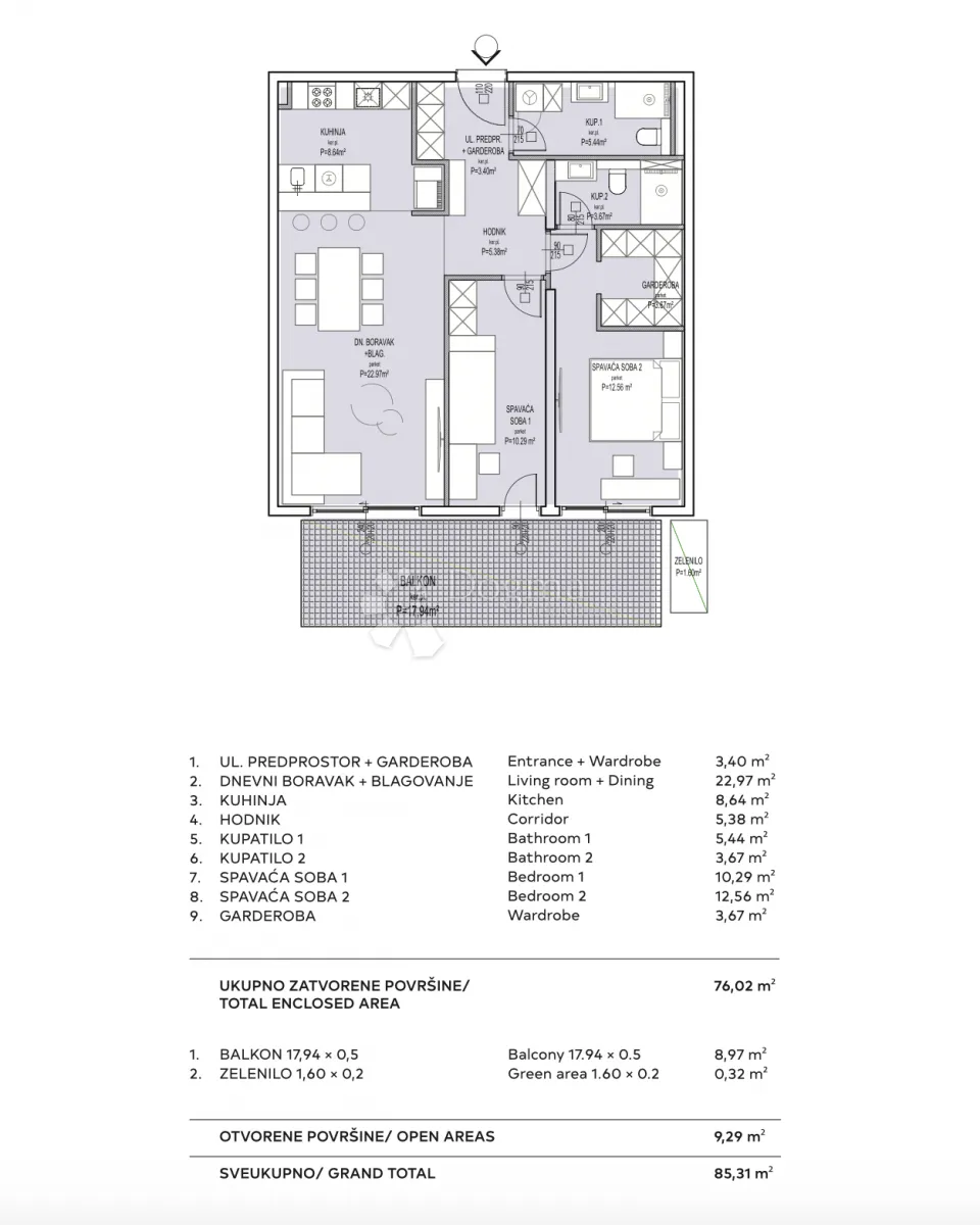 dvosoban stan u novogradnji, 2. kat (b-s14) - slika 3