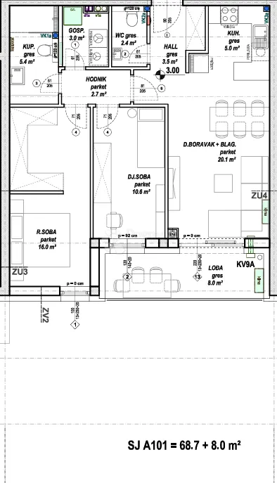 funkcionalan obiteljski stan 68,7 m² + lođa 8 m² - slika 6