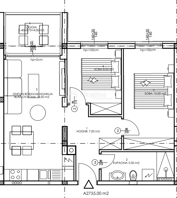 novogradnja veli vrh - 3. kat, 55 m2 (a27) - slika 2