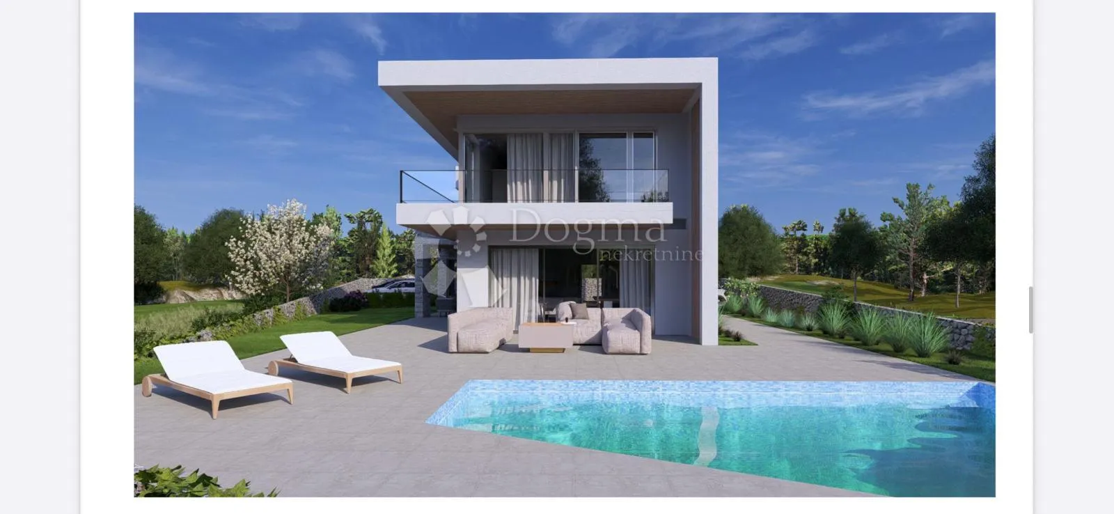 Građevinska parcela 554 m² sa projektom za modernu vilu sa bazenom - Muntrilj, Tinjan