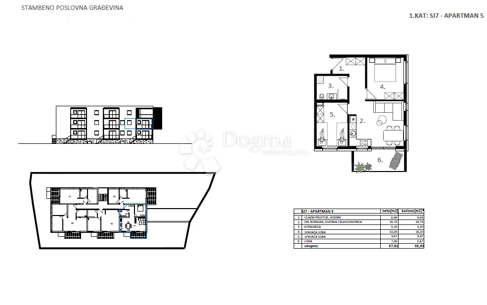 novogradnja vodice - sj 7, apartman 5 - 55,92 m² - slika 2
