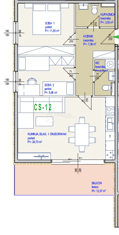 novogradnja seget donji, 2-sobni stan (cs-12) – 250m od mora! - slika 6