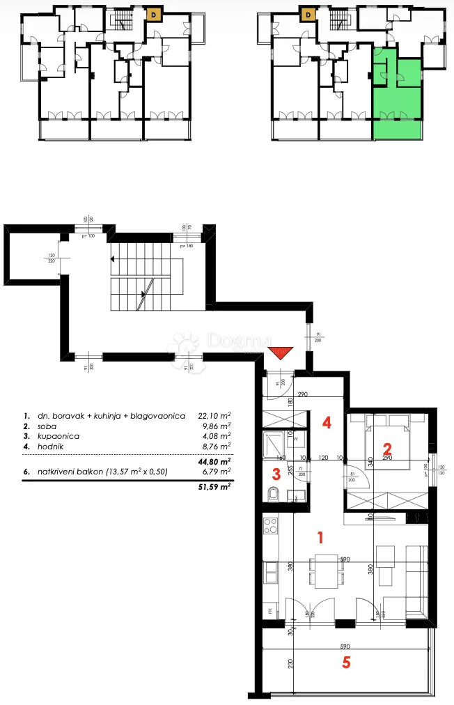 makarska | t2 | stan s15 | jednosoban stan i 3.kat - slika 16