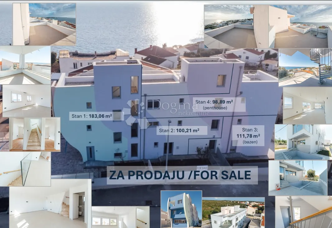petrčane - zgrada u novogradnji sa 4 stana, 80m od plaže, pogled na more - slika 6