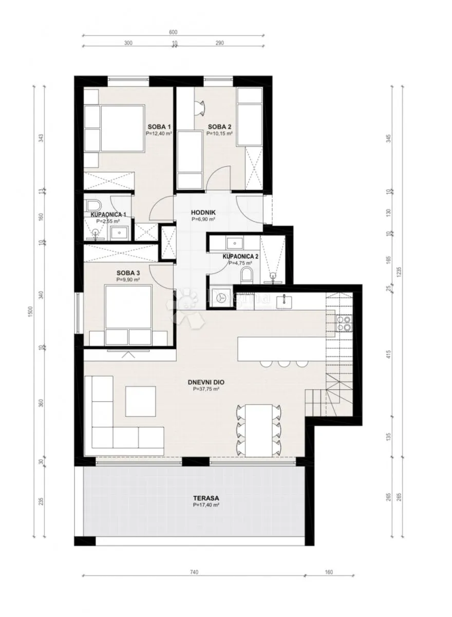 diklovac | penthouse s krovnom terasom, pogled na more - slika 45