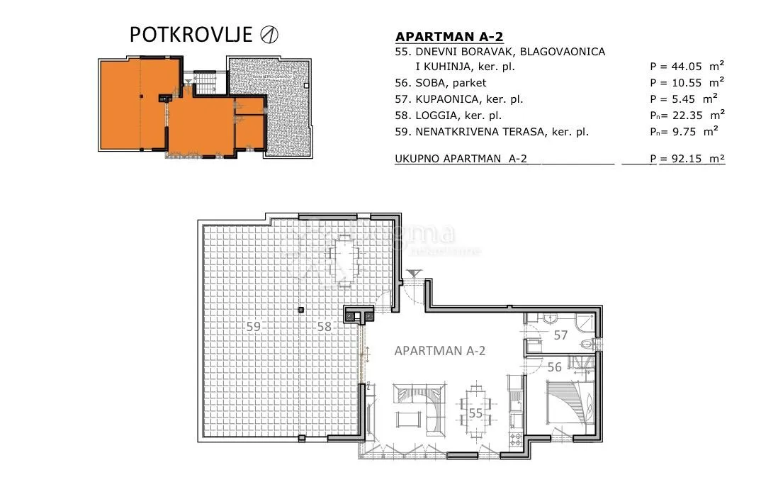 novogradnja pag, mandre trosoban stan - slika 7