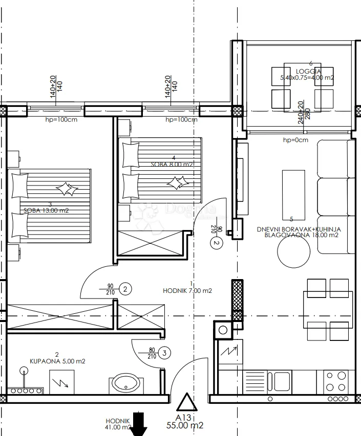novogradnja veli vrh - 1. kat, 55 m2 (a13) - slika 2
